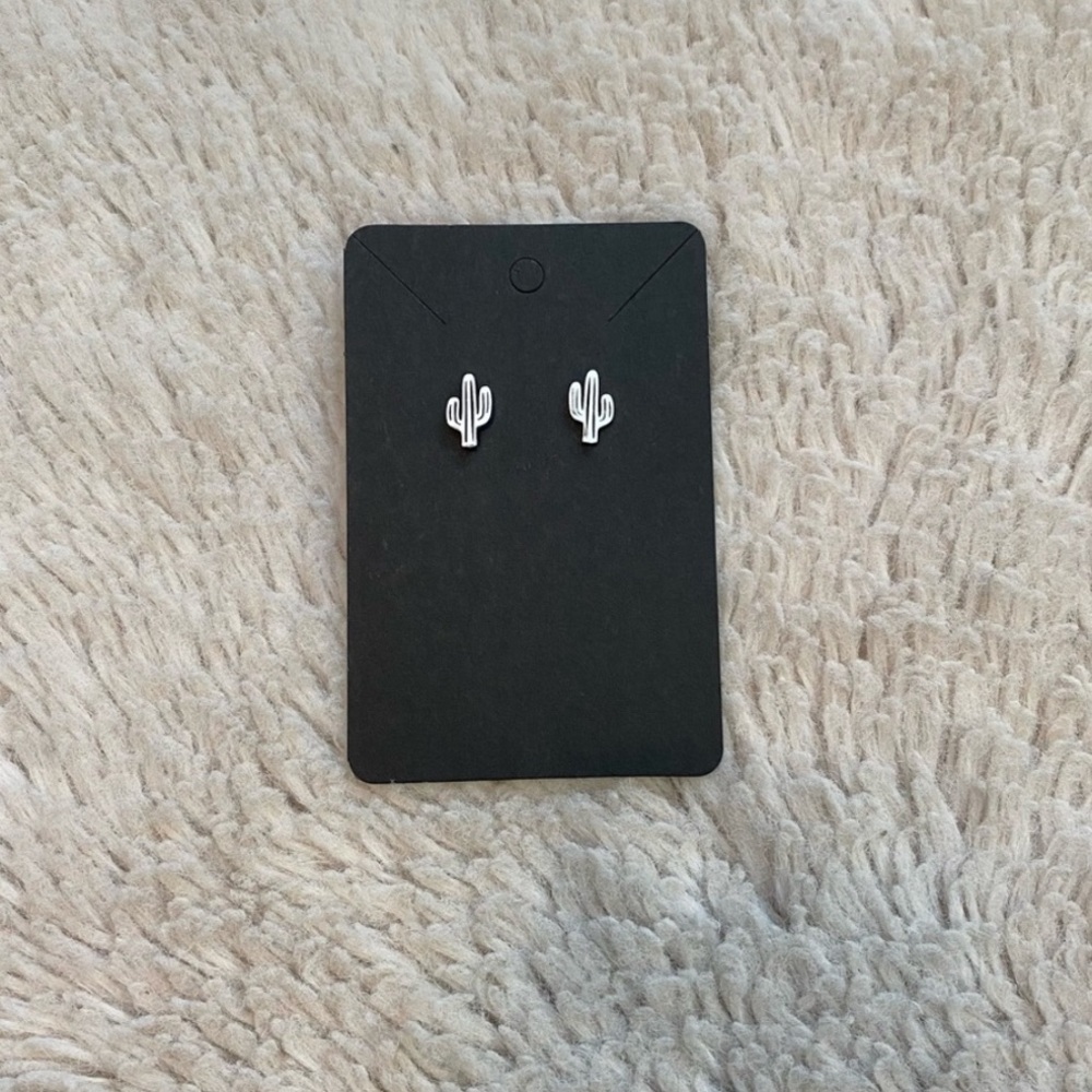 Silver Cactus Stud Earrings